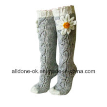 Hand Knit Beinwärmer Stiefel Socken Knie High Indoor Hausschuhe